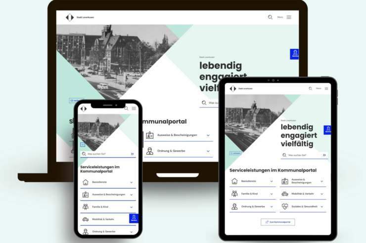 die Startseite des neuen Auftritts auf unterschiedlichen Ausgabemedien