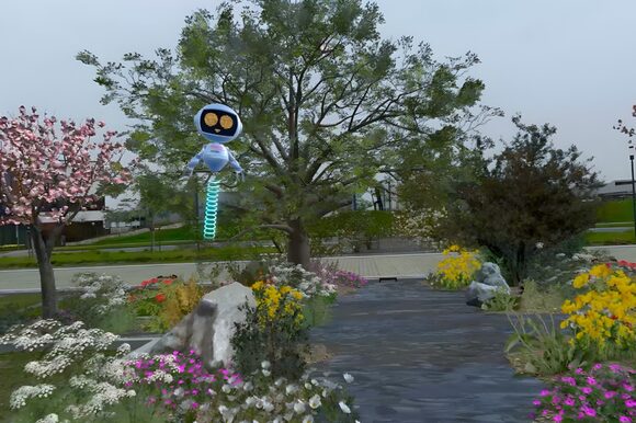 Screenshot VR-Anwendung - Parkplatz TH Köln Campus Opladen mit Guide "Cosi"
