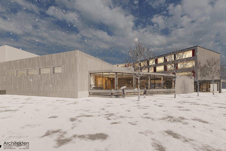 Zeinchnug der Festhalle Opladen nach Umsetzung der Sanierung