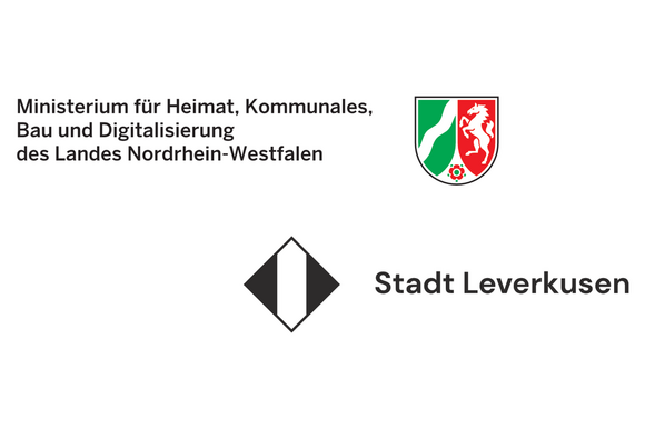 Logo Ministerium für Heimat, Kommunales, Bau und Digitalisierung; Stadt Leverkusen