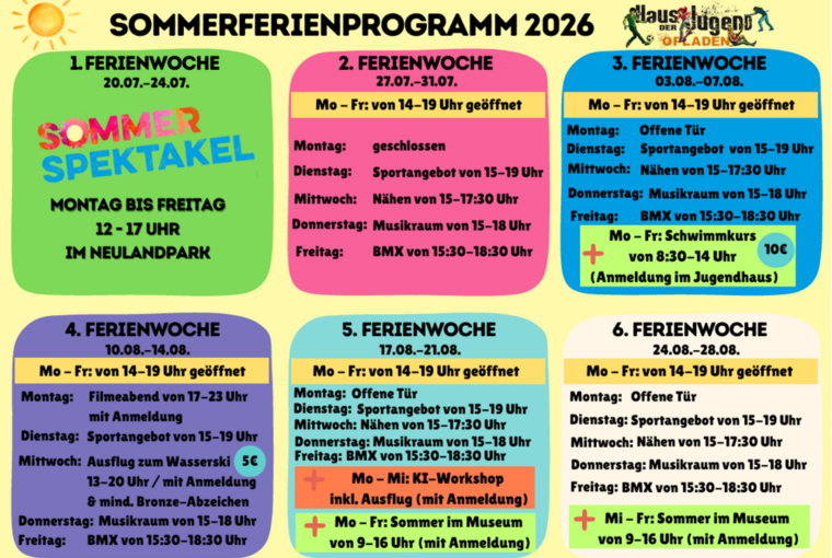 Sommerferienprogramm Haus der Jugend