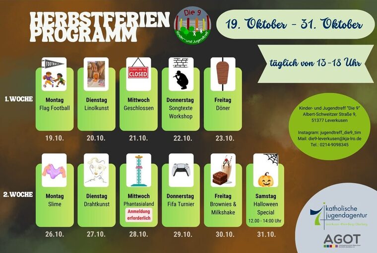 Herbstferienprogramm Die 9