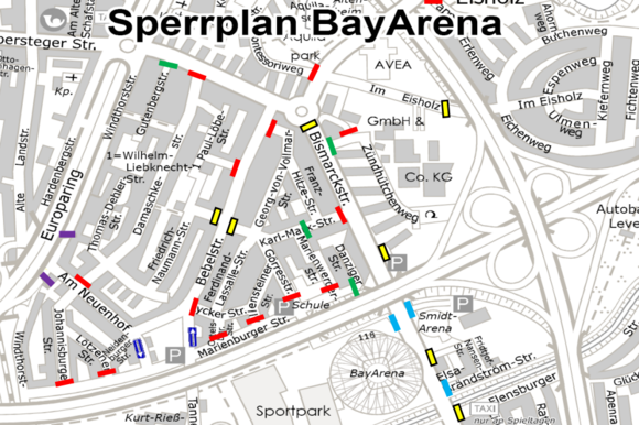 Sperrplan BayArena an Heimspieltage